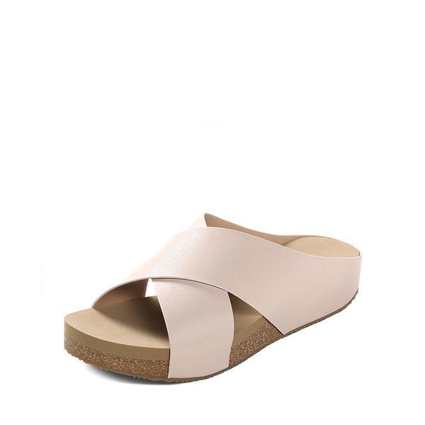 Platform Criss-Cross Flat Sandals - PINK PU -  0